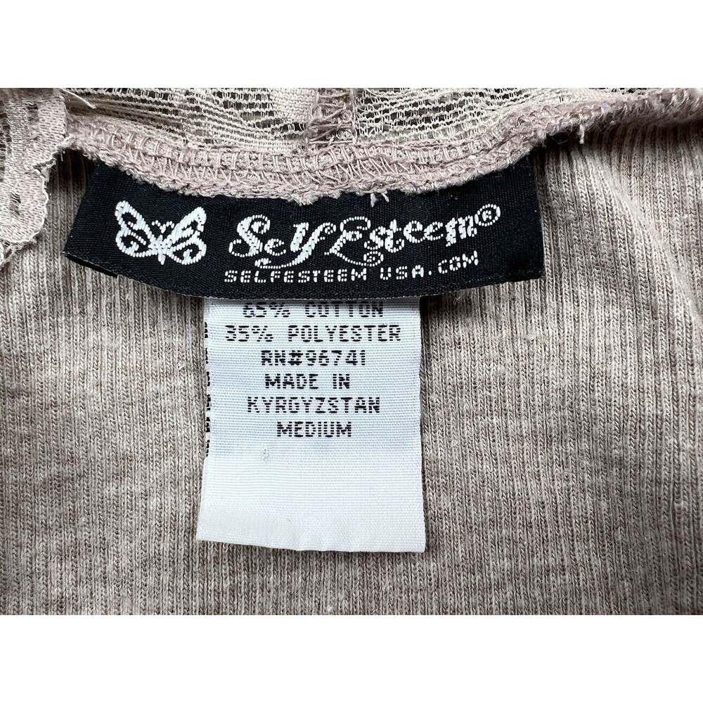 Vtg Y2K Self Esteem Beige Tank Top MED Lace Trim Bella Swan Elena Gilbert‎ - Picture 9 of 11